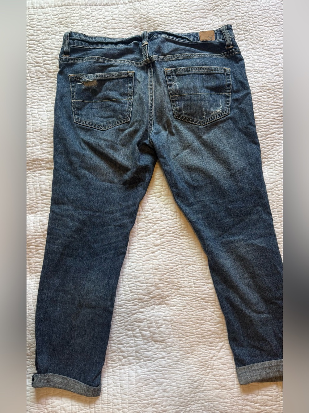 American Eagle Outfitters Distressed Dark Blue Boyfriend Jeans - Picture 2 of 6